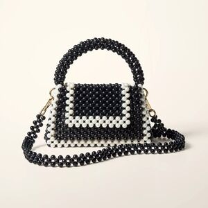 Kate Spade Black and White Beaded Crossbody Bag